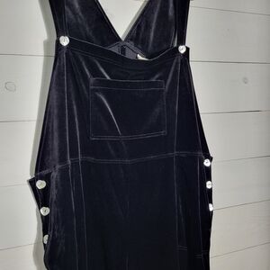 Women's Velour Overalls Wide Leg with Heart Buttons Valentine's Day.